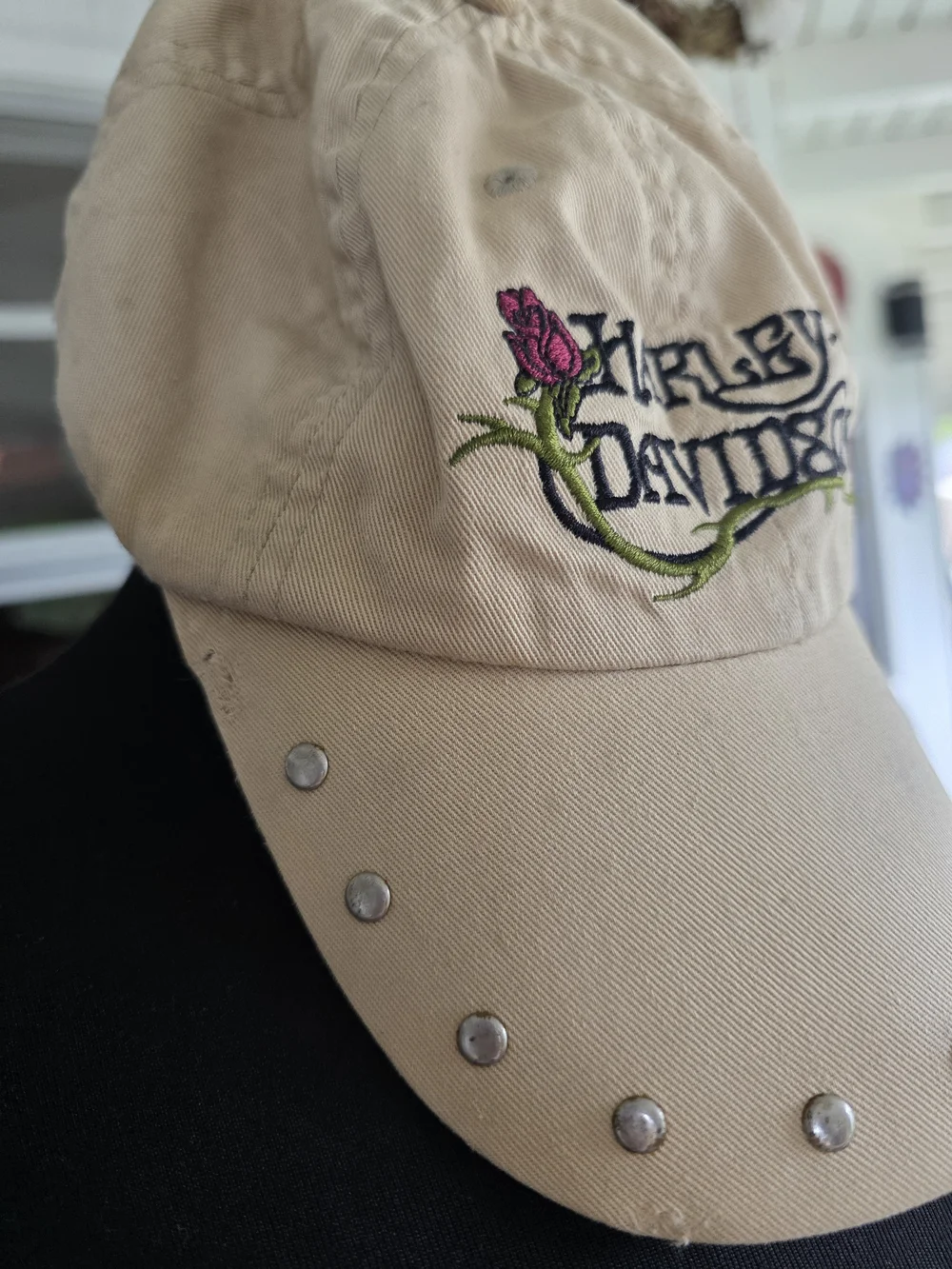 Vintage Y2K Harley-Davidson Embroidered Studded Baseball Cap Cream Biker 2006 - Picture 11 of 16
